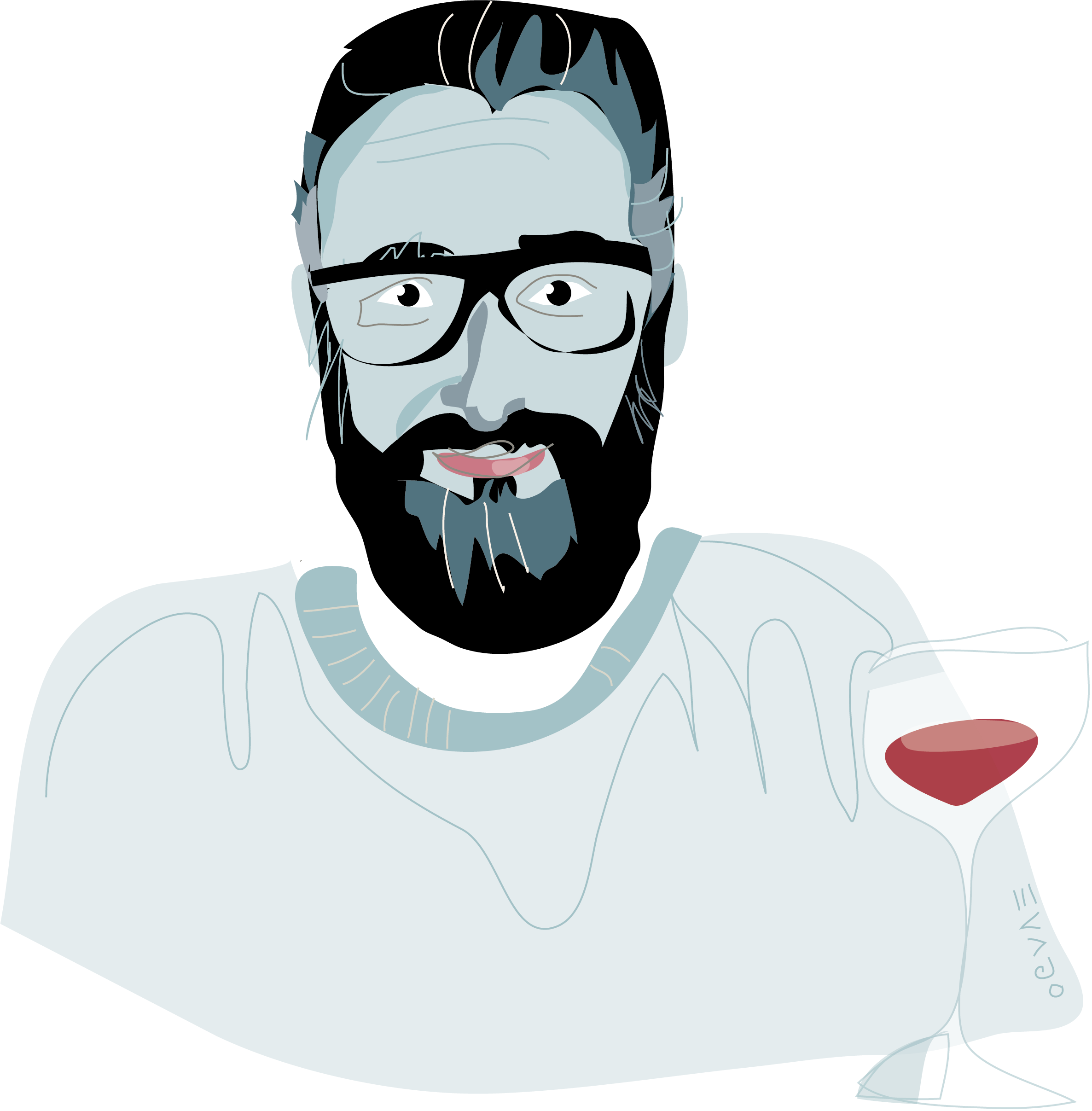 Stig med vinglas, illustration